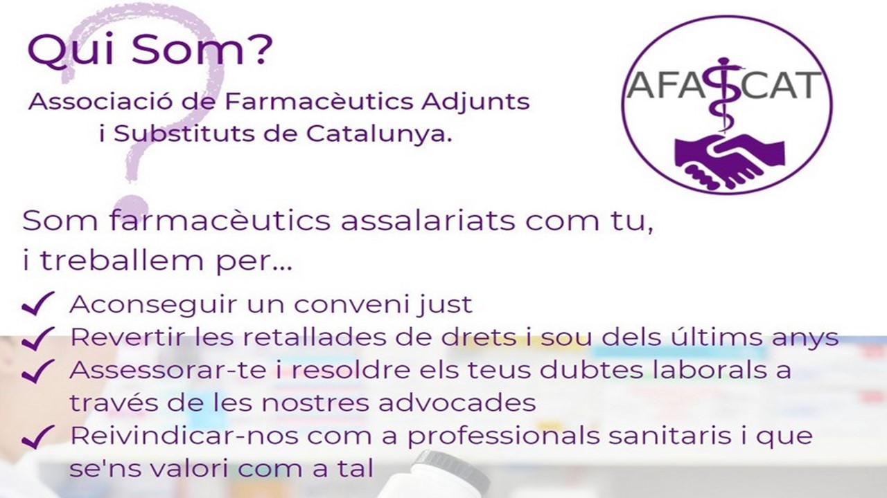 AFASCAT - Associació de Farmacèutics Adjunts i Substituts de Catalunya - banner